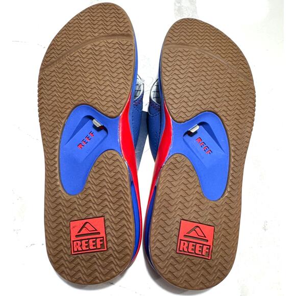 Reef Fanning X Chicago Cubs Flip Flops Mens 11 Blue w/bottle opener MLB NEW - Picture 5 of 5